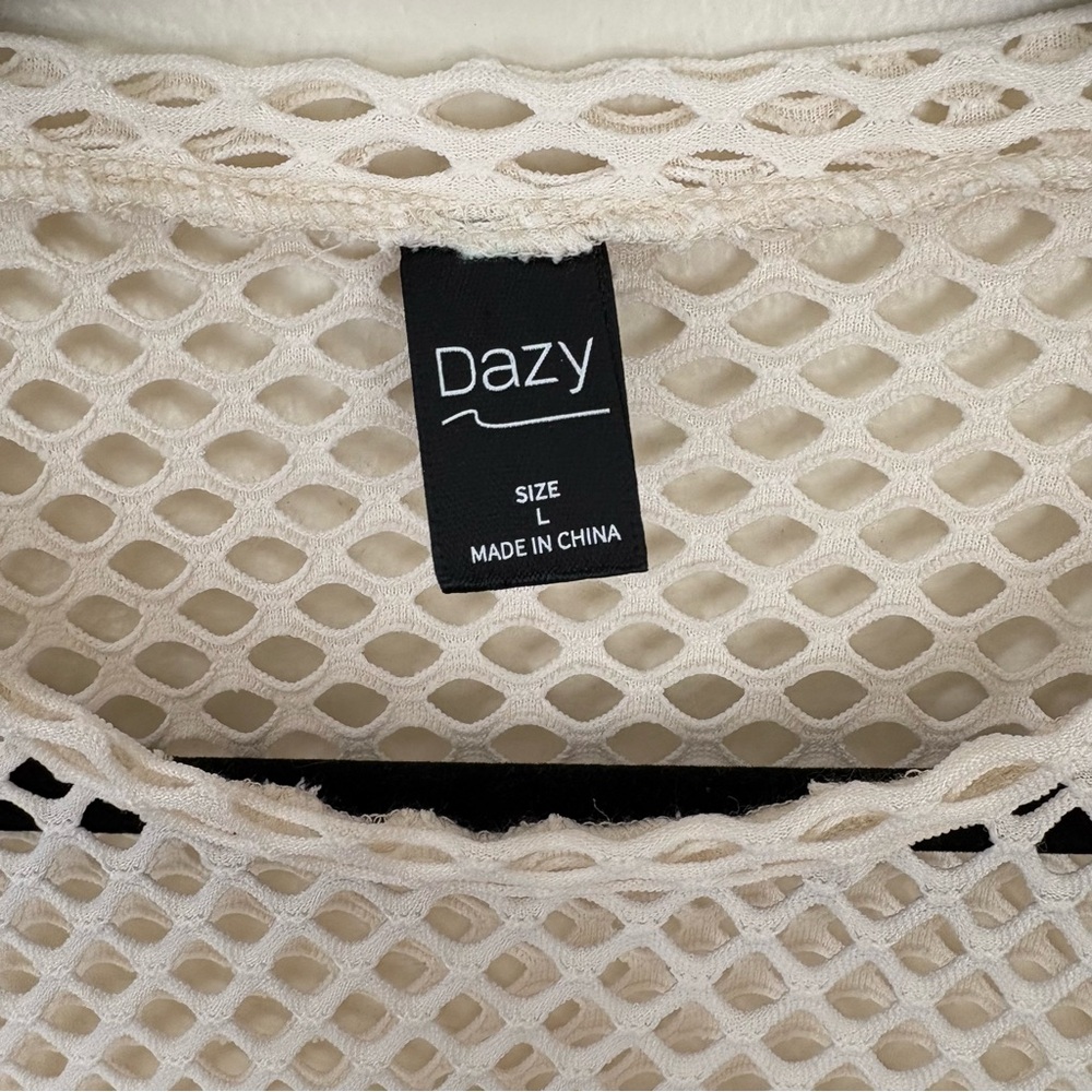 Dazy | Cream Mesh Long Sleeve Top | Size Large - Picture 6 of 10